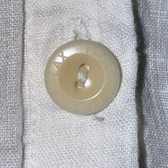 FLAX By Jeanne Engelhart Button Down White Linen Shirt Top Size Large - Picture 9 of 11